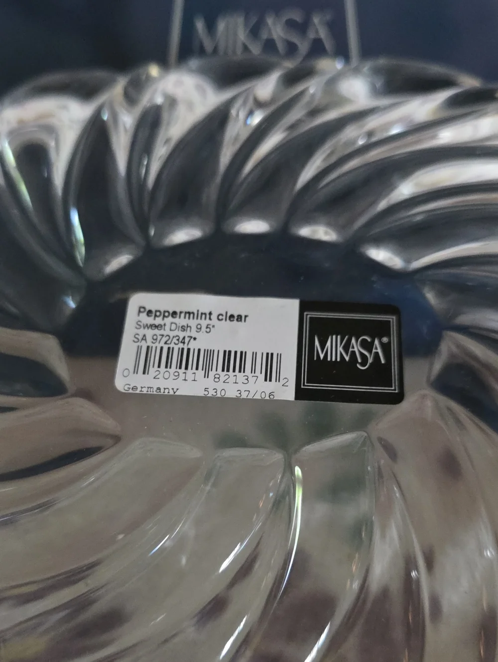 Mikasa Clear Glass Peppermint Swirl Candy Dish